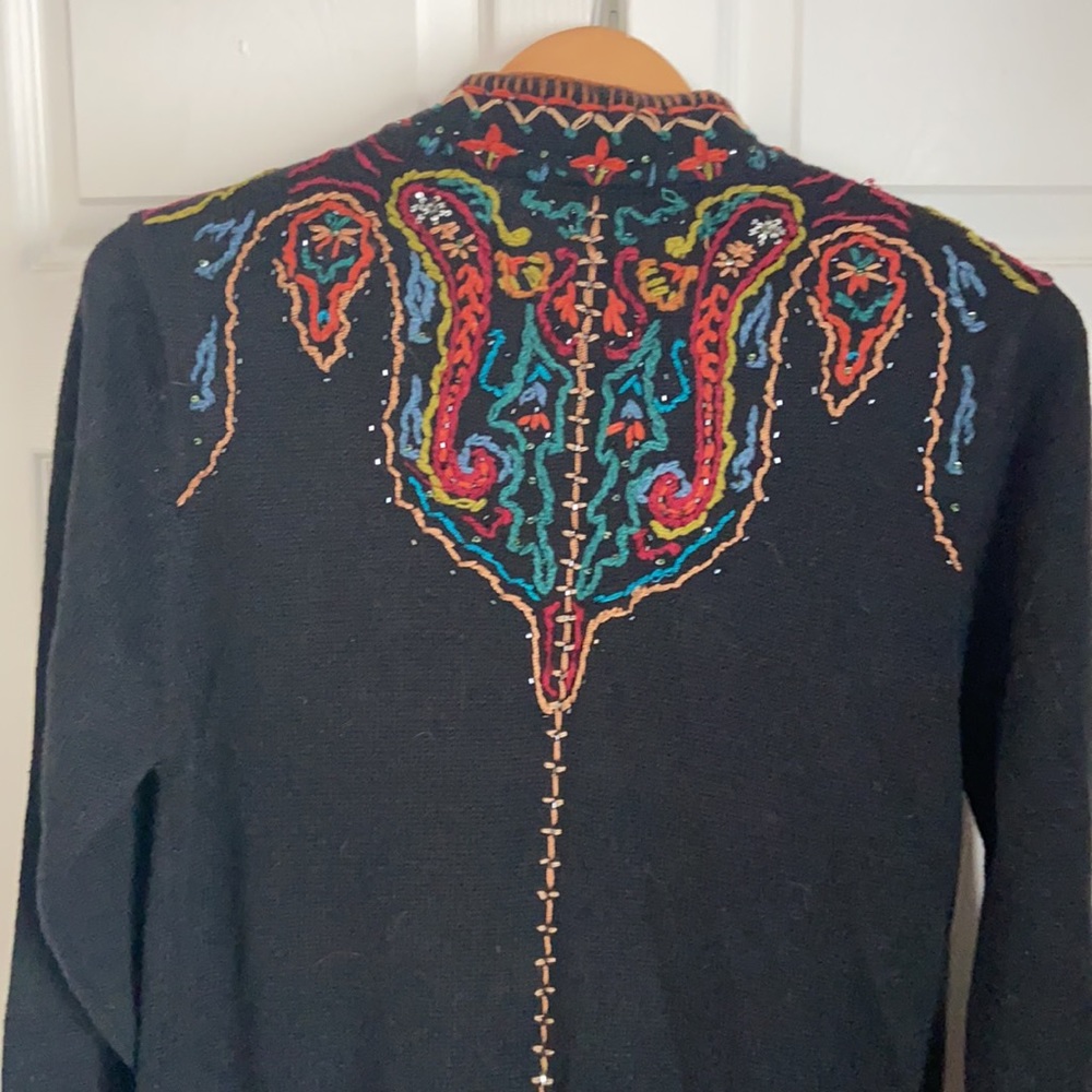 Cold water Creek Embroidered Sweater Coat